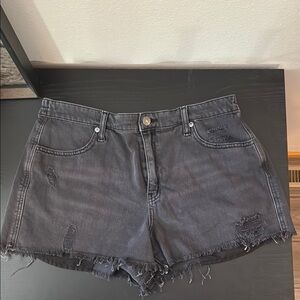 Aerie Black Jean Shorts Distressed Casual Style